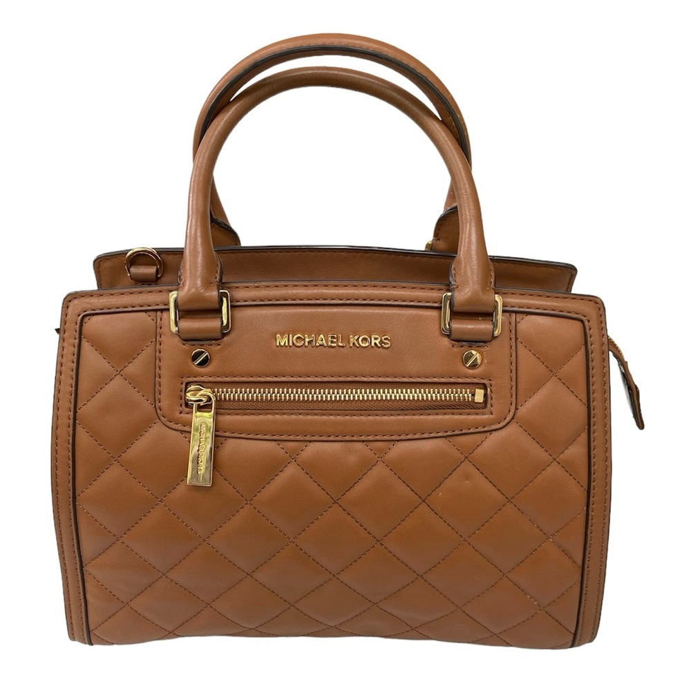 MICHAEL Michael Kors Selma Quilted Leather Large Satchel in Walnut